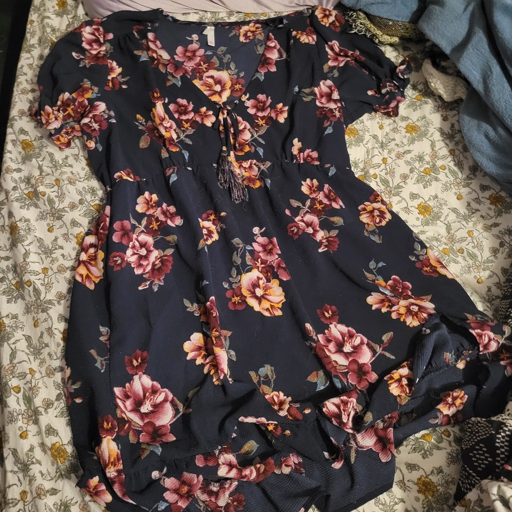 Navy Blue Floral Xhilaration Dress